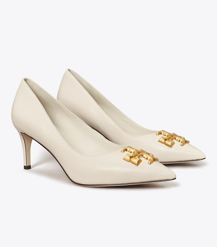 Tory Burch designer heels Eleanor Pump in NEW IVORY / GOLD angle