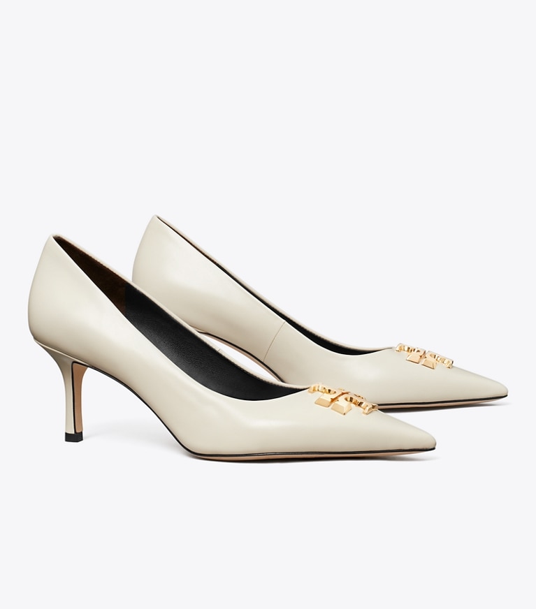 Tory Burch designer heels Eleanor Pump in LIGHT CREAM angle