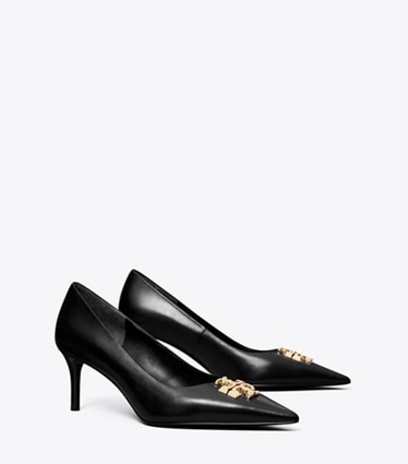 Tory Burch designer heels Eleanor Pump in PERFECT BLACK / GOLD angle