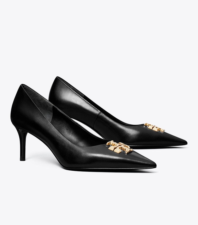 Tory Burch designer heels Eleanor Pump in PERFECT BLACK / GOLD angle