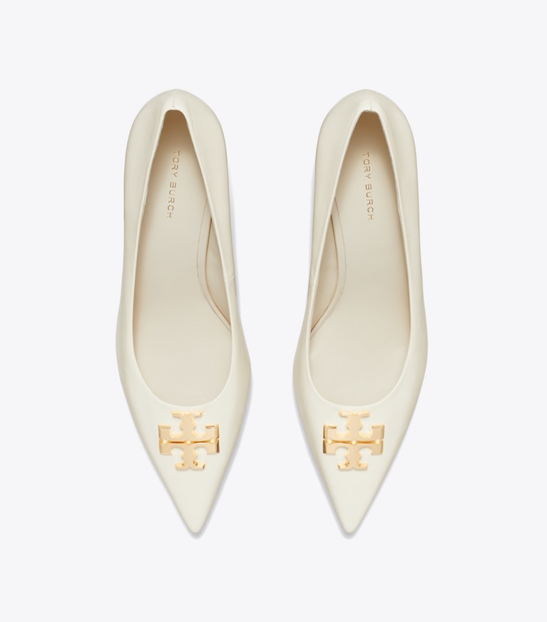 Tory Burch designer heels Eleanor Pumps in LIGHT CREAM / GOLD von oben