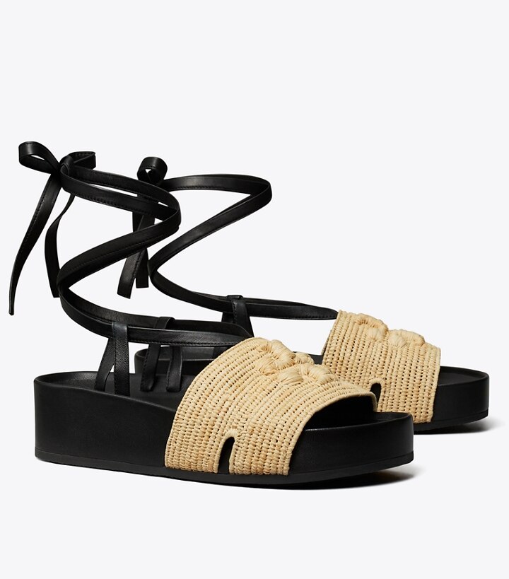 Eleanor Raffia Platform Lace-Up Sandal : Women's Designer Sandals | Tory  Burch