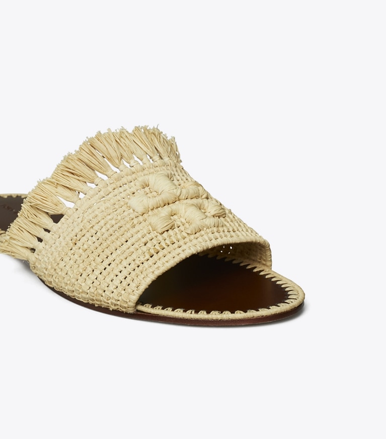 Tory Burch designer サンダル エレノア ラフィア スライド in RAFFIA angle