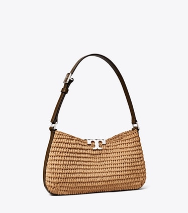 Tory Burch designer ショルダーバッグ エレノア ラフィア スリム ショルダーバッグ in Honeycomb angle