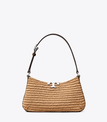 Tory Burch designer schultertaschen Eleanor Raffia Slim Shoulder Bag in Honeycomb front
