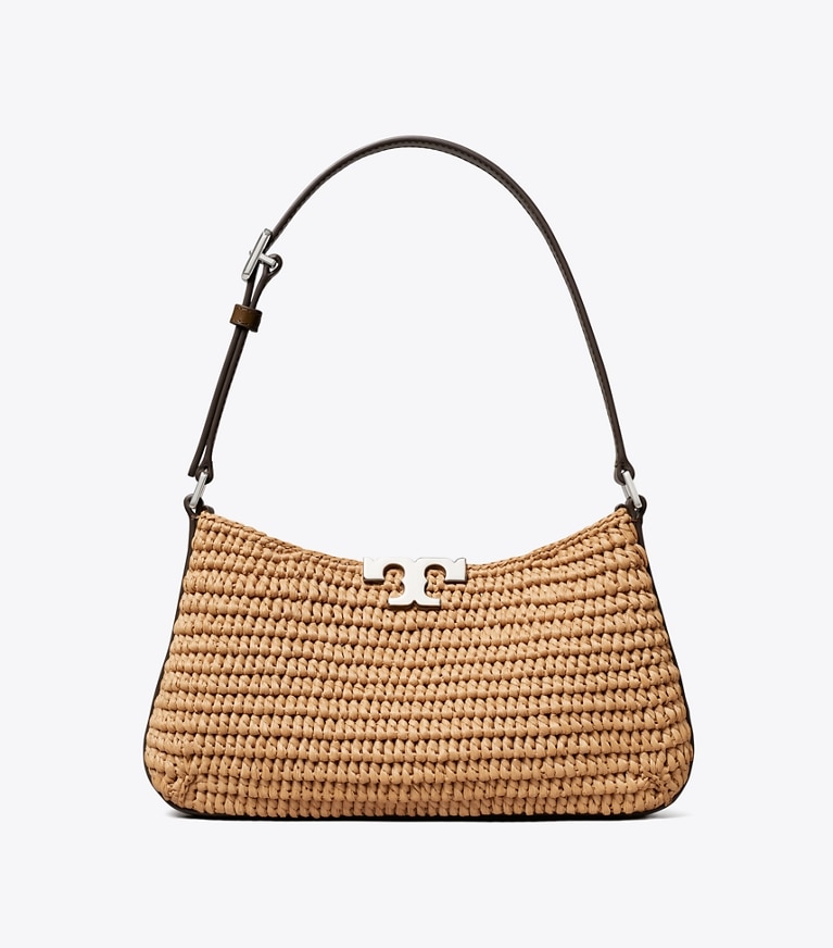 Tory Burch designer shoulder bags Eleanor Raffia Slim Shoulder Bag in Honeycomb front