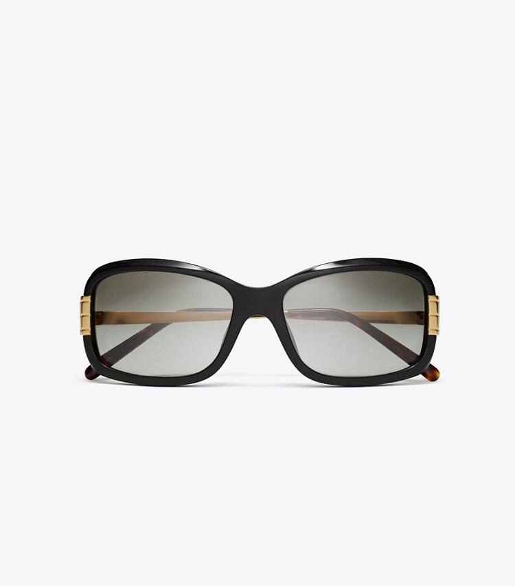 Tory Burch designer sunglasses & eyewear Eleanor Rectangle Sunglasses in BLACK/GREY GRADIENT overhead