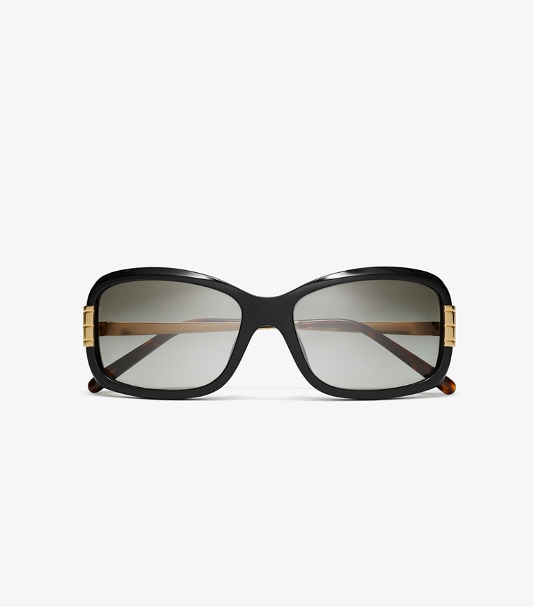 Tory Burch designer sunglasses & eyewear Eleanor Rectangle Sunglasses in BLACK/GREY GRADIENT overhead