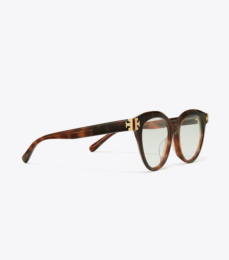 Tory Burch designer sunglasses & eyewear Eleanor Round Eyeglasses in GRADIENT TORTOISE detail