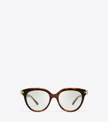 Tory Burch designer sunglasses & eyewear Eleanor Round Eyeglasses in GRADIENT TORTOISE front