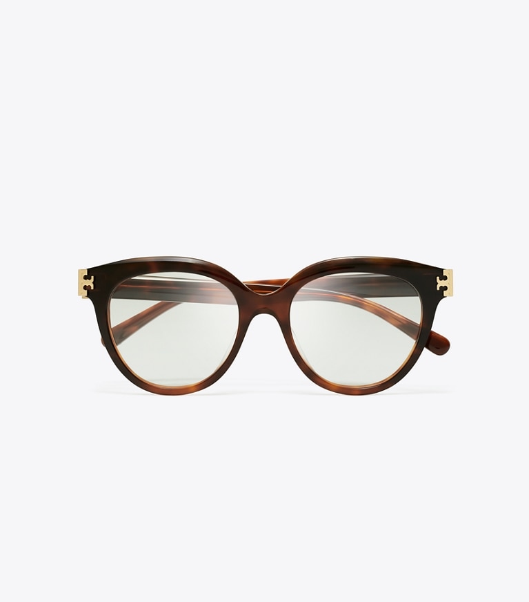Tory Burch designer sunglasses & eyewear Eleanor Round Eyeglasses in GRADIENT TORTOISE overhead