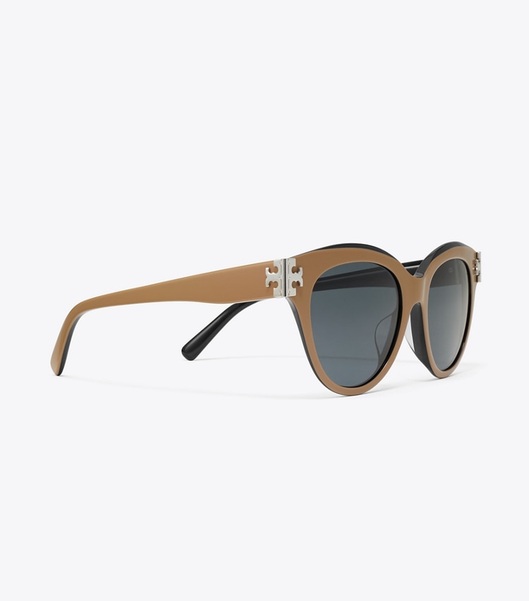 Tory Burch designer sunglasses & eyewear Eleanor Round Sunglasses in NAVY/BROWN/DARK GREY detail