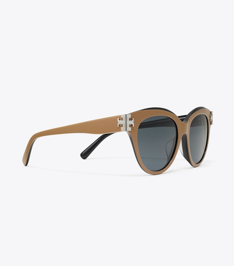 Tory Burch designer sunglasses & eyewear Eleanor Round Sunglasses in NAVY/BROWN/DARK GREY front