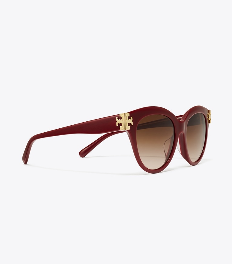 Tory Burch designer occhiali da vista & da sole Eleanor Round Sunglasses in RED BERRY/BROWN GRADIENT front