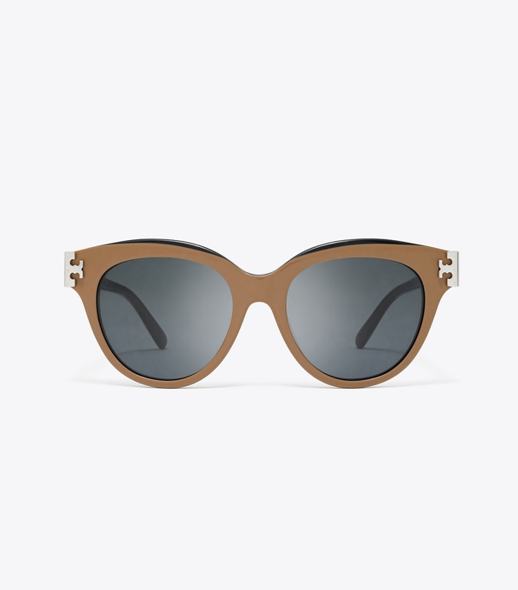 Tory Burch designer sunglasses & eyewear Eleanor Round Sunglasses in NAVY/BROWN/DARK GREY front