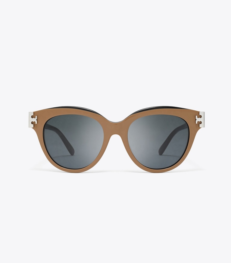 Tory Burch designer sunglasses & eyewear Eleanor Round Sunglasses in NAVY/BROWN/DARK GREY front