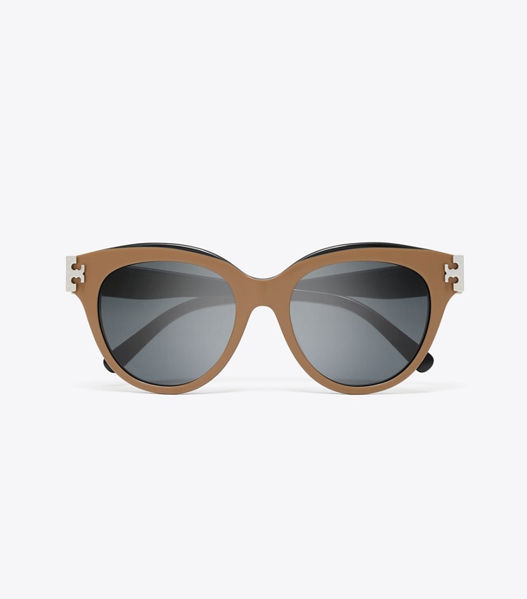 Tory Burch designer sunglasses & eyewear Eleanor Round Sunglasses in NAVY/BROWN/DARK GREY overhead
