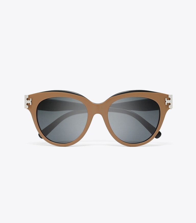 Tory Burch designer sunglasses & eyewear Eleanor Round Sunglasses in NAVY/BROWN/DARK GREY front
