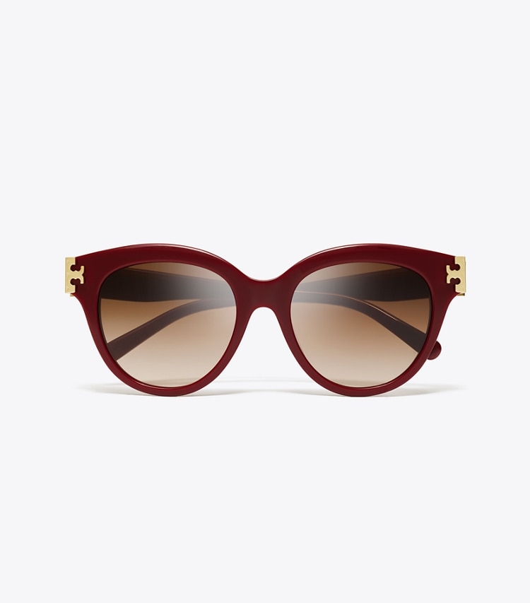 Tory Burch designer occhiali da vista & da sole Eleanor Round Sunglasses in RED BERRY/BROWN GRADIENT superiore