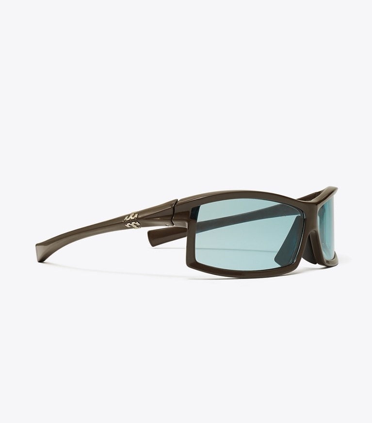 Tory Burch designer sunglasses & eyewear Eleanor Runway Sunglasses in BROWN/LIGHT BLUE front