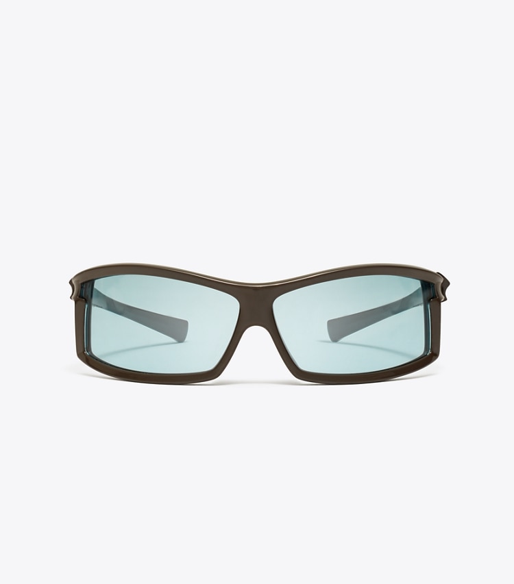 Tory Burch designer sunglasses & eyewear Eleanor Runway Sunglasses in BROWN/LIGHT BLUE front