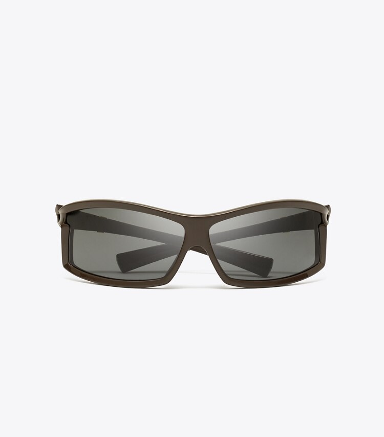 Tory Burch designer サングラス＆アイウェア キラ ランウェイ サングラス in BROWN/DARK GREY オーバーヘッド