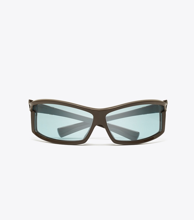 Tory Burch designer sunglasses & eyewear Eleanor Runway Sunglasses in BROWN/LIGHT BLUE overhead