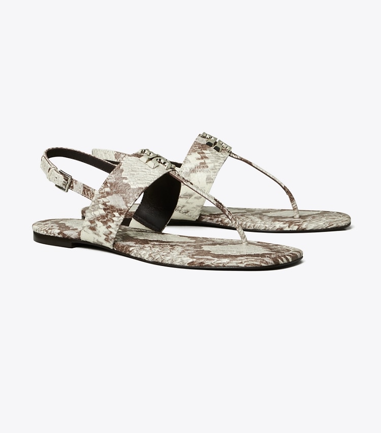 Tory Burch designer sandals Eleanor Sandal in GRANITE ROCCIA / GOLD angle