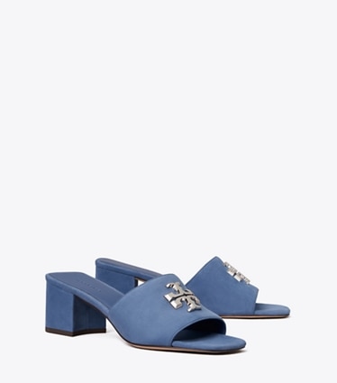 Tory Burch designer sandalen Eleanor Sandalette in SOFT BLUE / SILVER angle