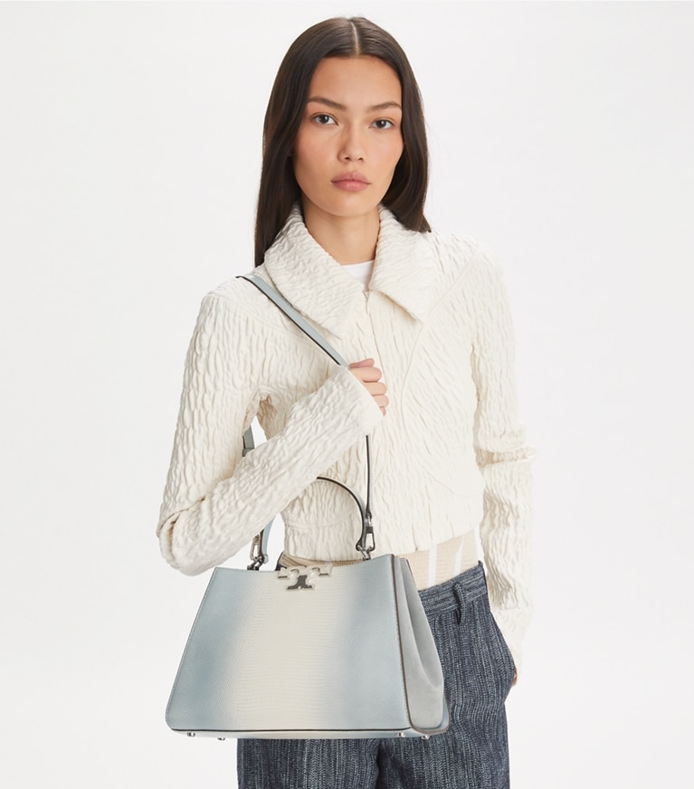 Tory Burch designer satchels Eleanor Satchel in Blanc angle
