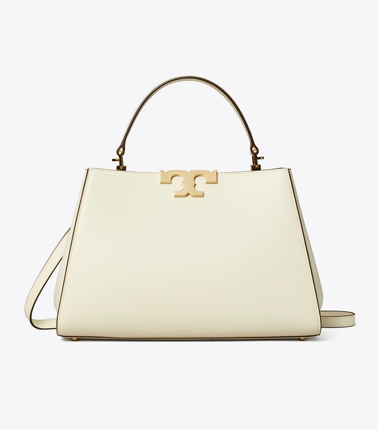 Tory Burch designer satchels Eleanor Satchel in Warm White angle