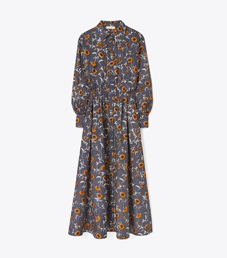 Tory Burch designer dresses Eleanor Silk Twill Dress in  RETRO BLOCK PRINT front