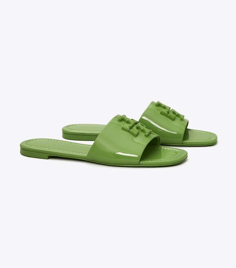 Tory Burch designer sandals Eleanor Slide in PERIDOT angle