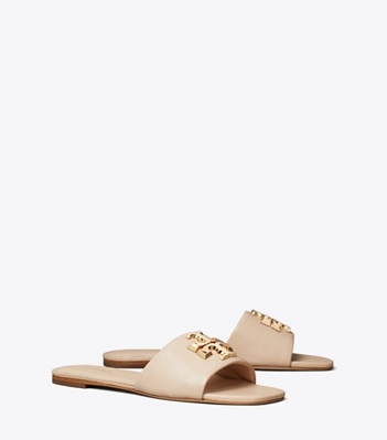 Tory Burch designer sandals Eleanor Slide in ROSE PINK / GOLD angle