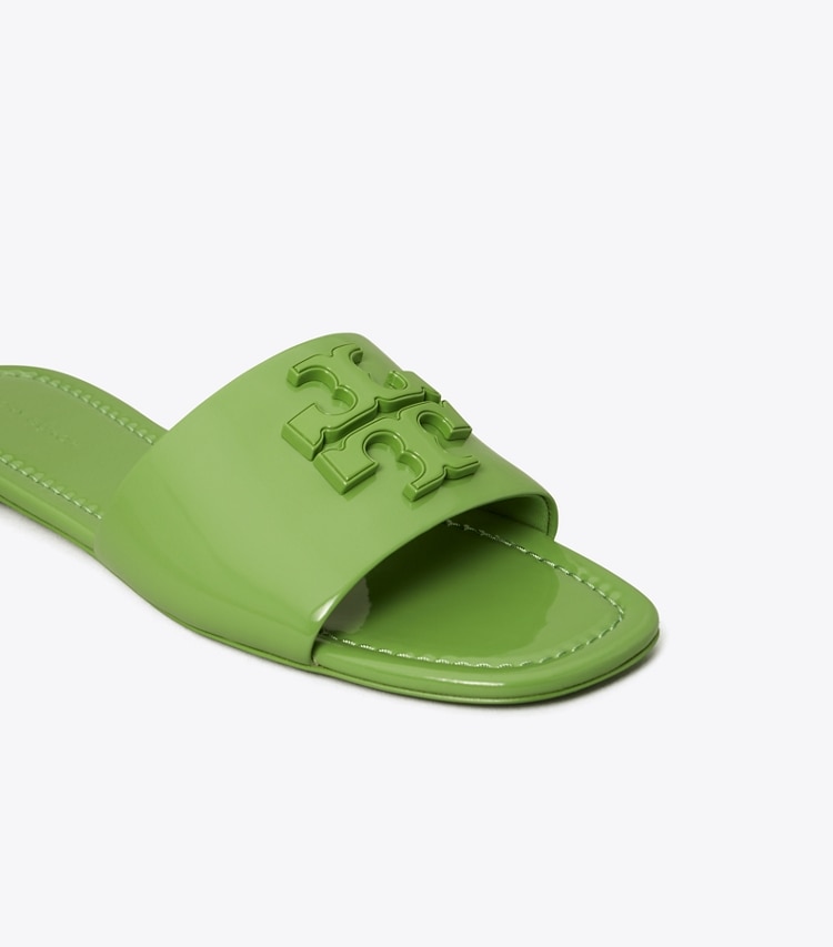 Tory Burch designer sandals Eleanor Slide in PERIDOT detail