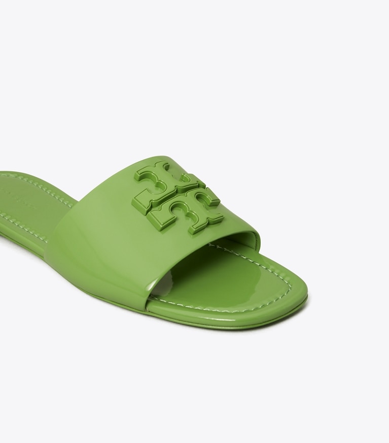 Tory Burch designer sandals Eleanor Slide in PERIDOT angle