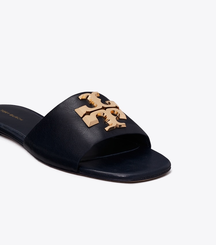 Tory Burch designer sandals Eleanor Slide in NEW NAVY / GOLD detail