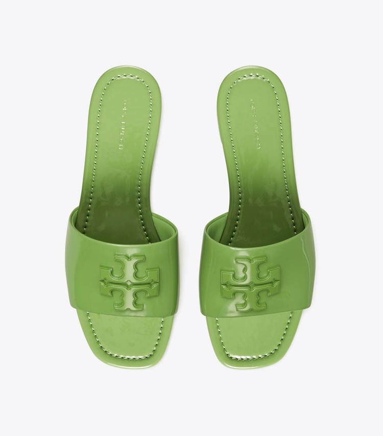 Tory Burch designer sandals Eleanor Slide in PERIDOT overhead