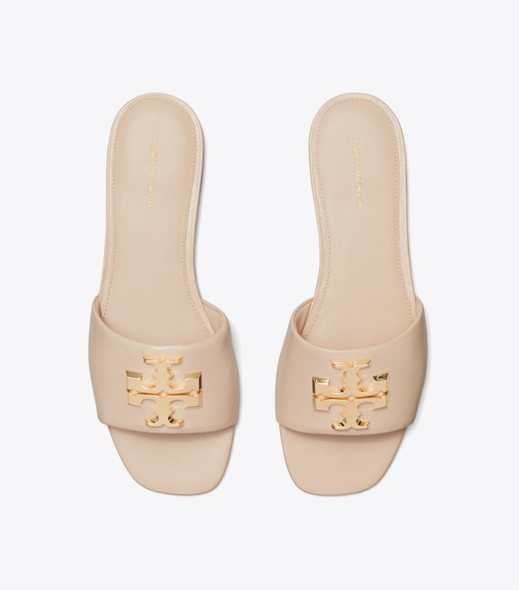 Tory Burch designer sandals Eleanor Slide in ROSE PINK / GOLD overhead