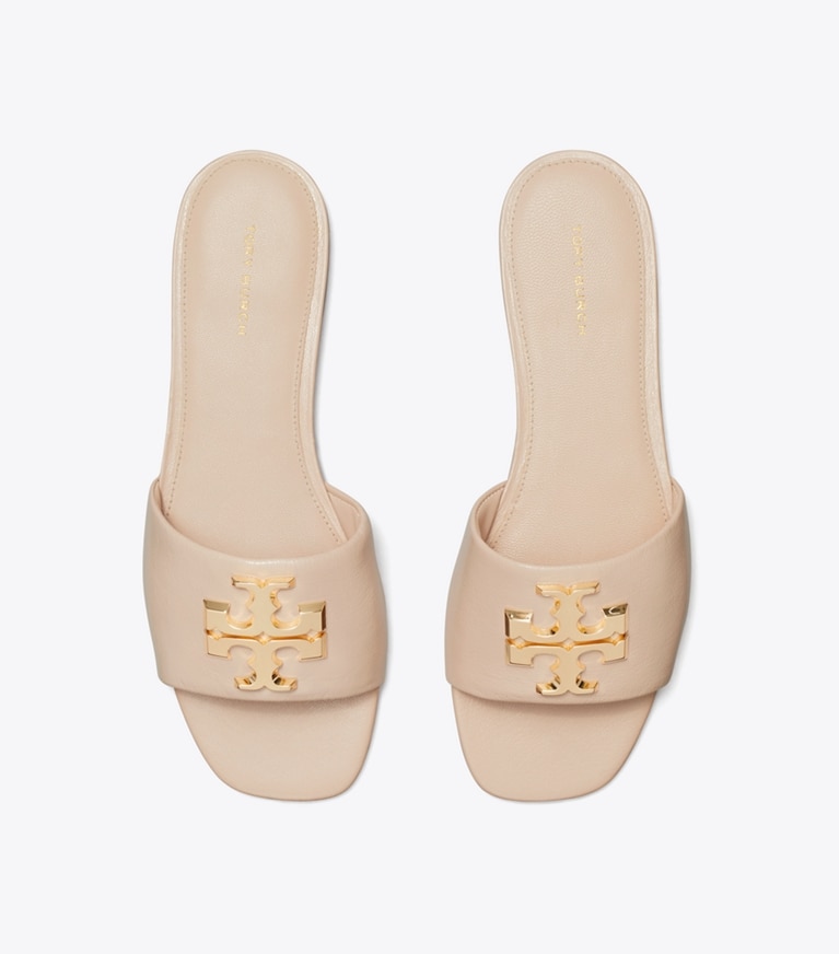 Tory Burch designer sandals Eleanor Slide in ROSE PINK / GOLD angle