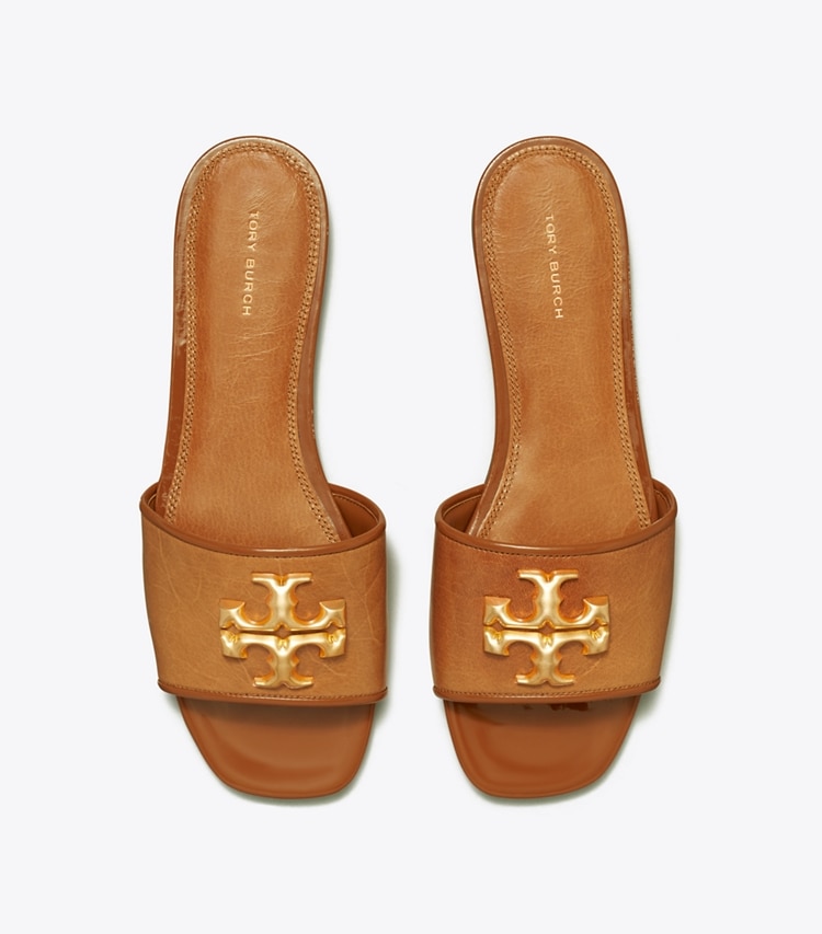 Tory Burch designer sandals Eleanor Slide in BOURBON overhead
