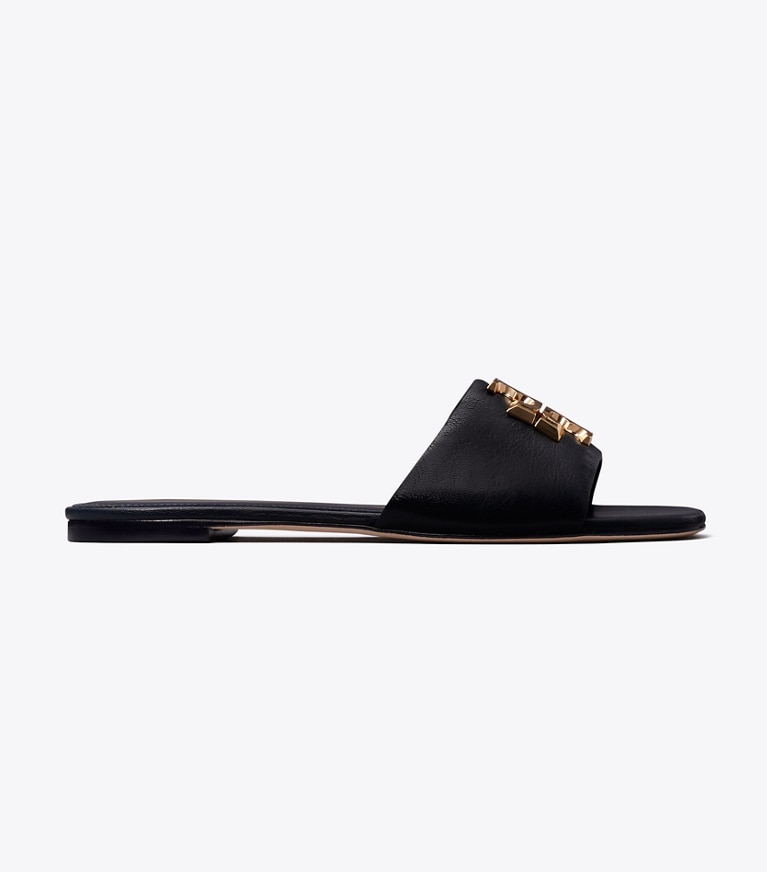 Tory Burch designer sandals Eleanor Slide in NEW NAVY / GOLD side