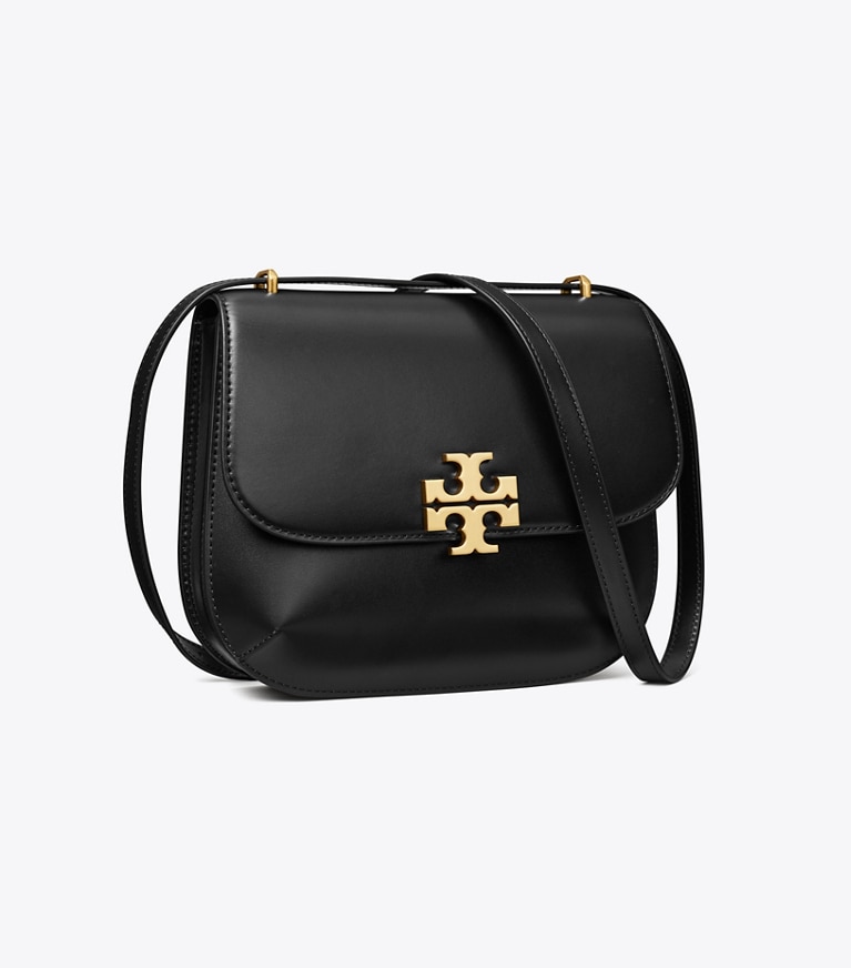 Tory Burch designer shoulder bags Eleanor Slim Saddlebag in Black angle