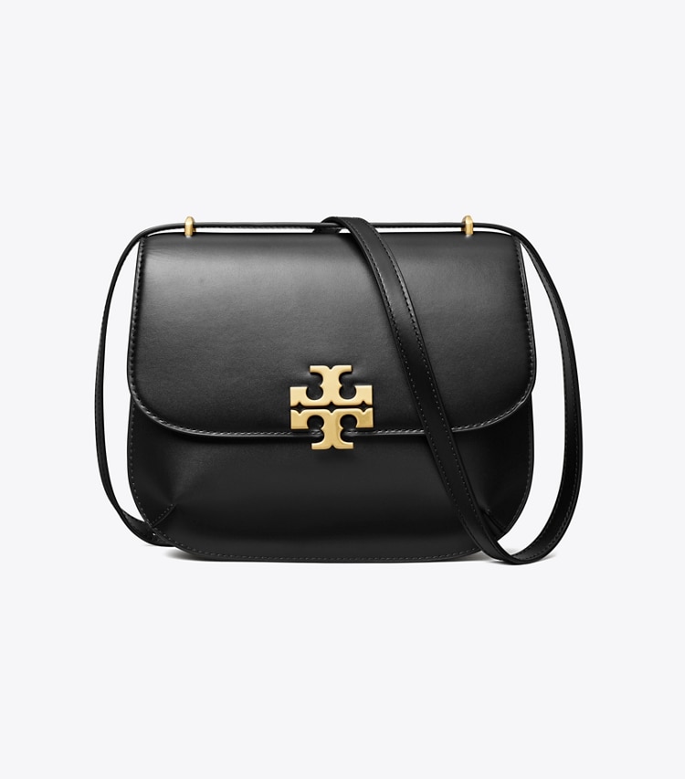 Tory Burch designer shoulder bags Eleanor Slim Saddlebag in Black front