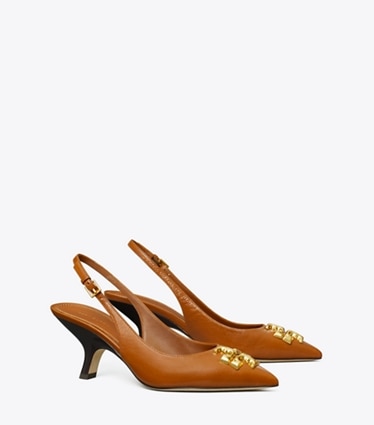 Tory Burch designer heels Eleanor Slingback in BOURBON angle
