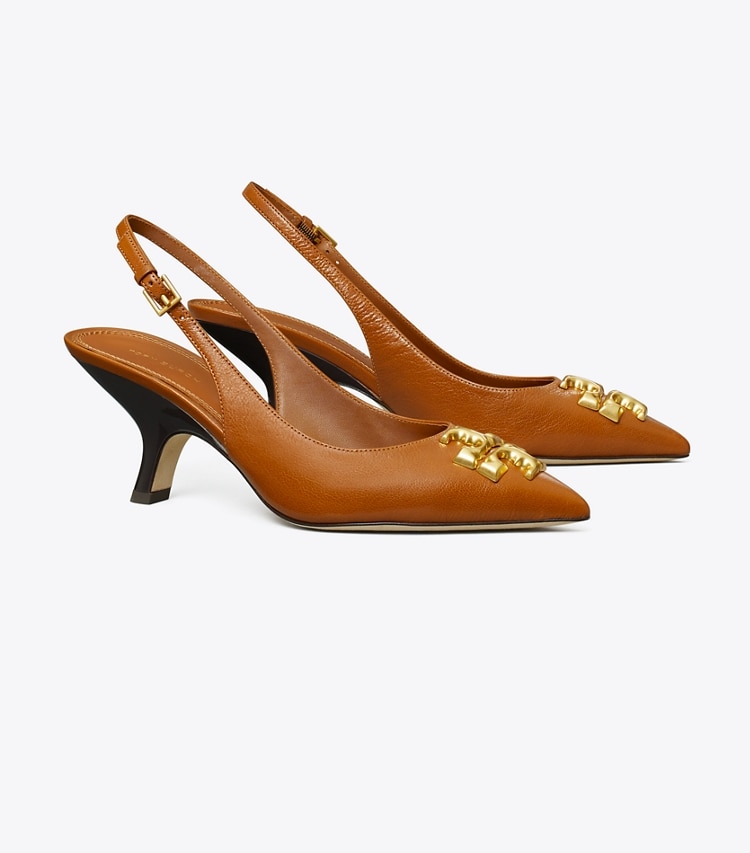 Tory Burch designer heels Eleanor Slingback in BOURBON angle