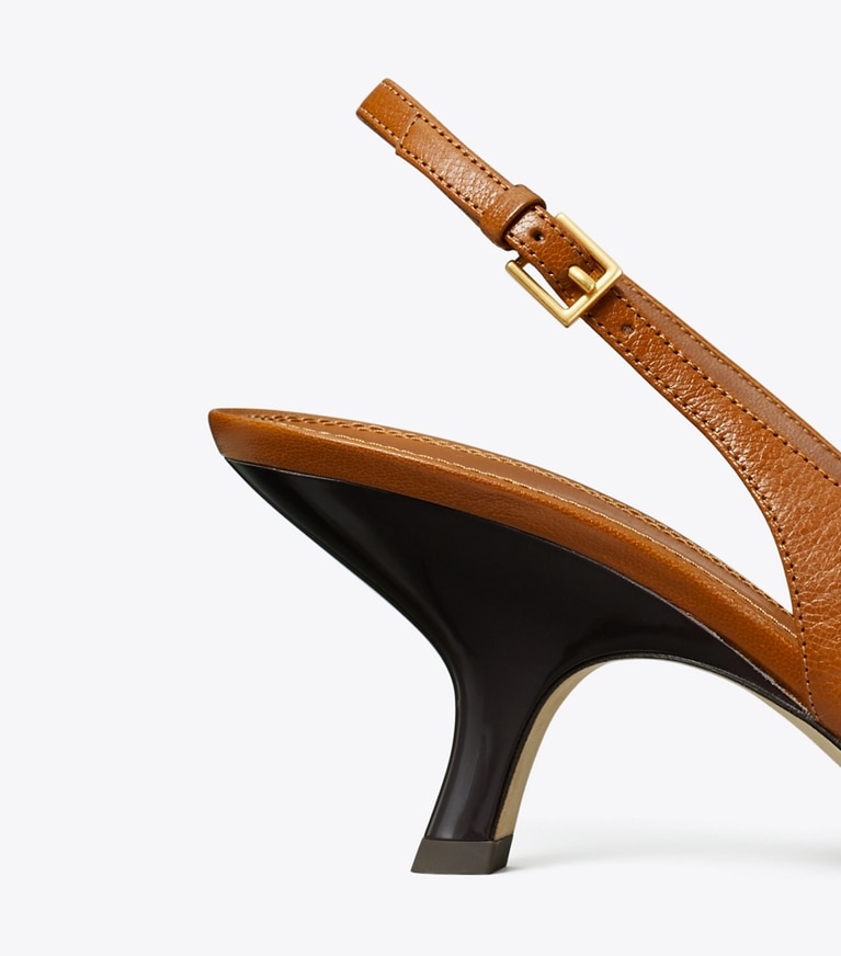 Tory Burch designer heels Eleanor Slingback in BOURBON angle