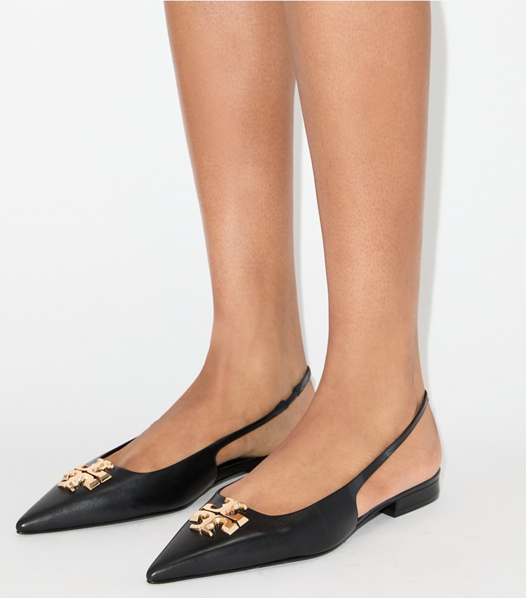 Tory Burch designer loafers Eleanor Slingback Flat in PERFECT BLACK accessory on model