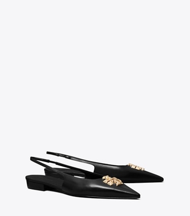 Tory Burch designer flats Eleanor Slingback Flat in PERFECT BLACK angle