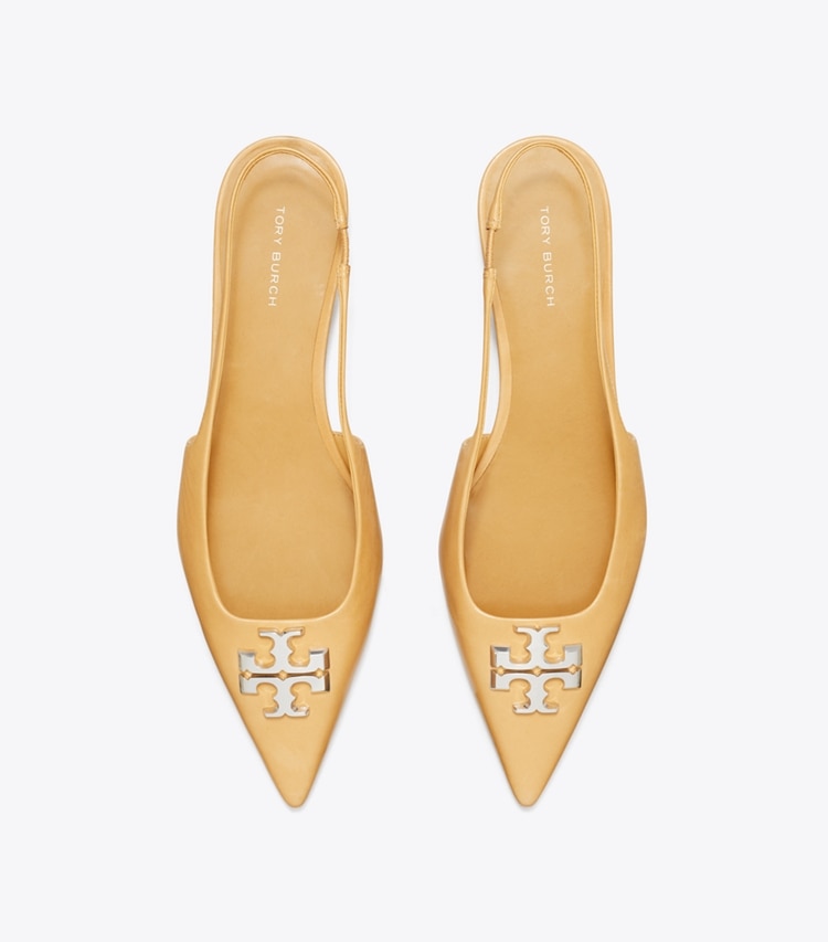 Tory Burch designer flats Eleanor Slingback Flat in HONEYCOMB TAN overhead
